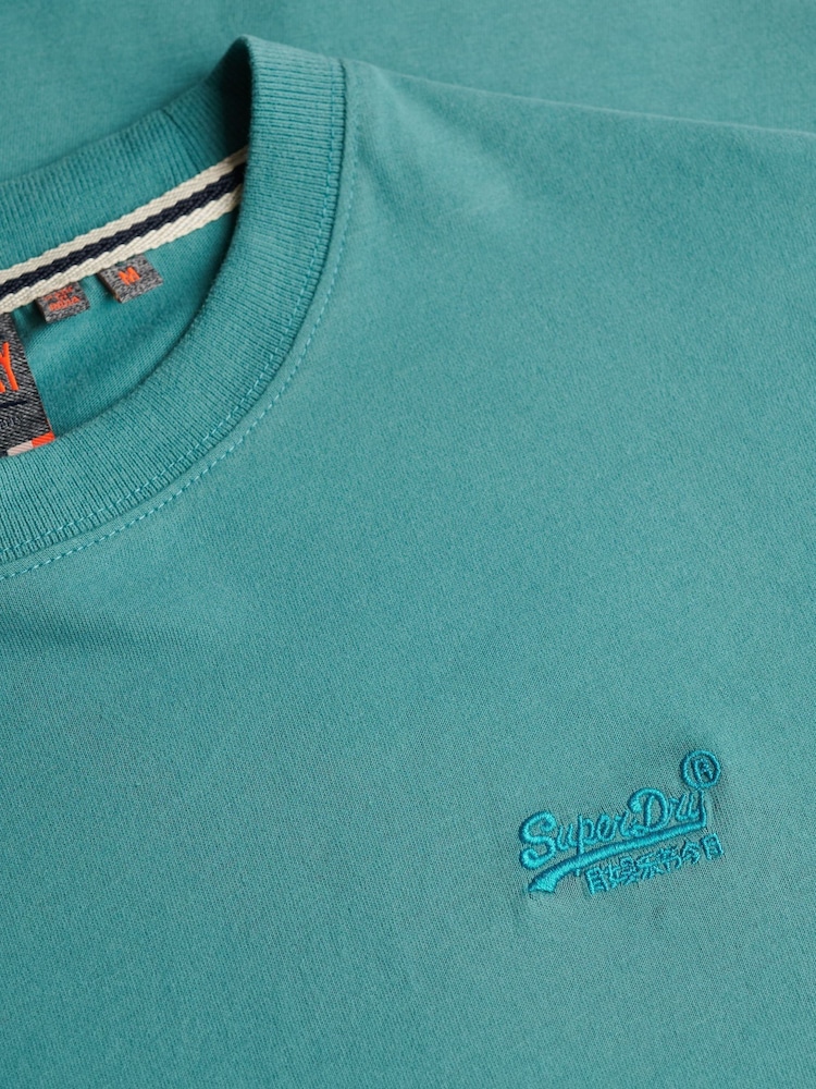 Superdry Teal Blue Essential Logo Embroidered T-Shirt - Image 5 of 5