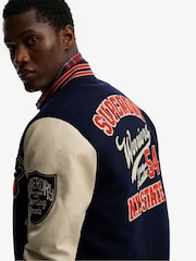 Superdry Blue College Patched Varsity Jacket - Image 6 of 8