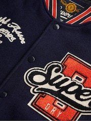 Superdry Blue College Patched Varsity Jacket - Image 8 of 8