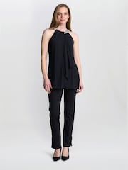 Preto - Gina Bacconi Red Elle Halter Top With Beaded Neck - Imagem 1 de 5