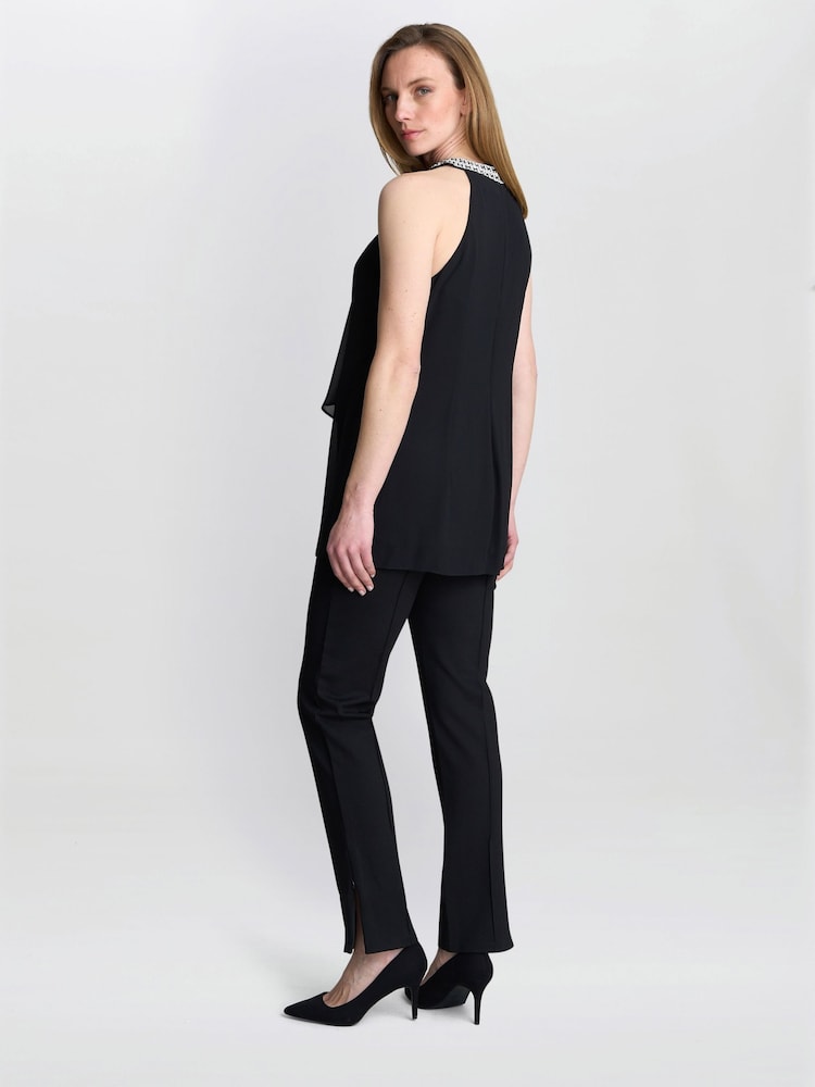 Preto - Gina Bacconi Red Elle Halter Top With Beaded Neck - Imagem 2 de 5