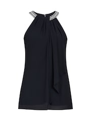 Preto - Gina Bacconi Red Elle Halter Top With Beaded Neck - Imagem 5 de 5