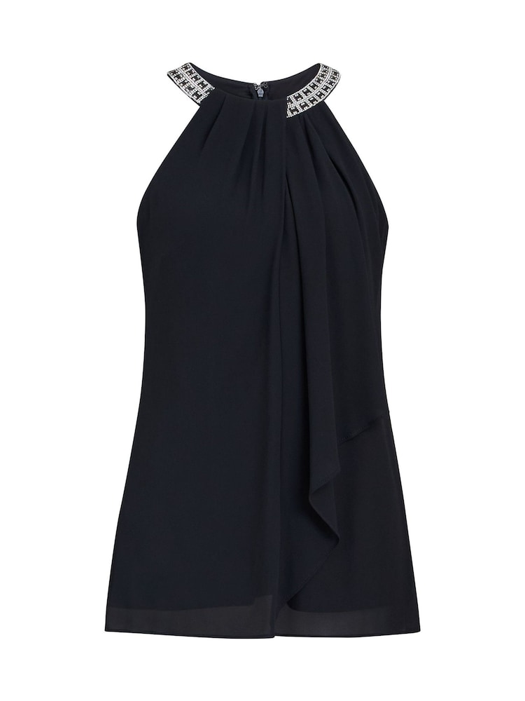 Preto - Gina Bacconi Red Elle Halter Top With Beaded Neck - Imagem 5 de 5