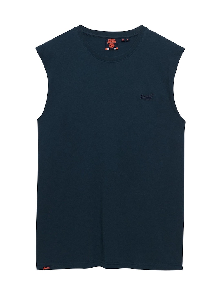Superdry Blue Cotton Essential Logo Tank Top - Image 1 of 1