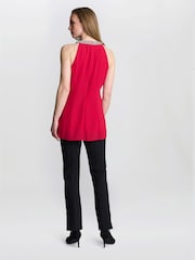 Vermelho - Gina Bacconi Red Elle Halter Top With Beaded Neck - Imagem 2 de 4