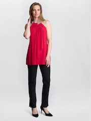 Vermelho - Gina Bacconi Red Elle Halter Top With Beaded Neck - Imagem 3 de 4