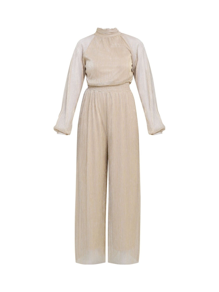 Gina Bacconi Gold Kylie Metallic Knit Jumpsuit - Image 6 of 6