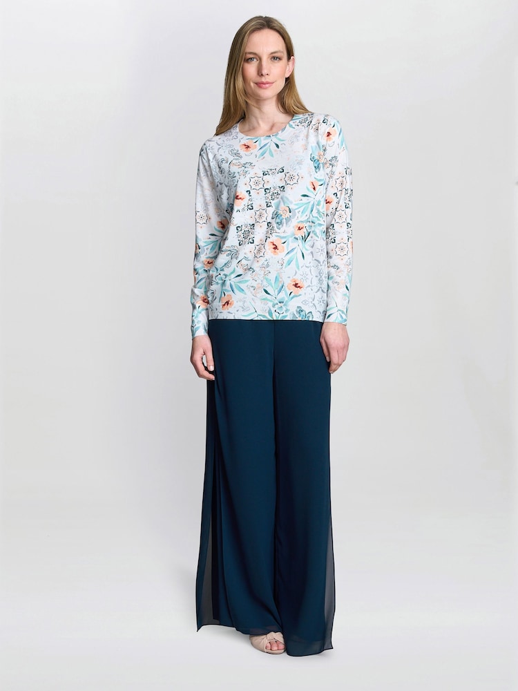 Gina Bacconi Grey Violetta Floral Sweater with Diamante Details - Image 1 of 4