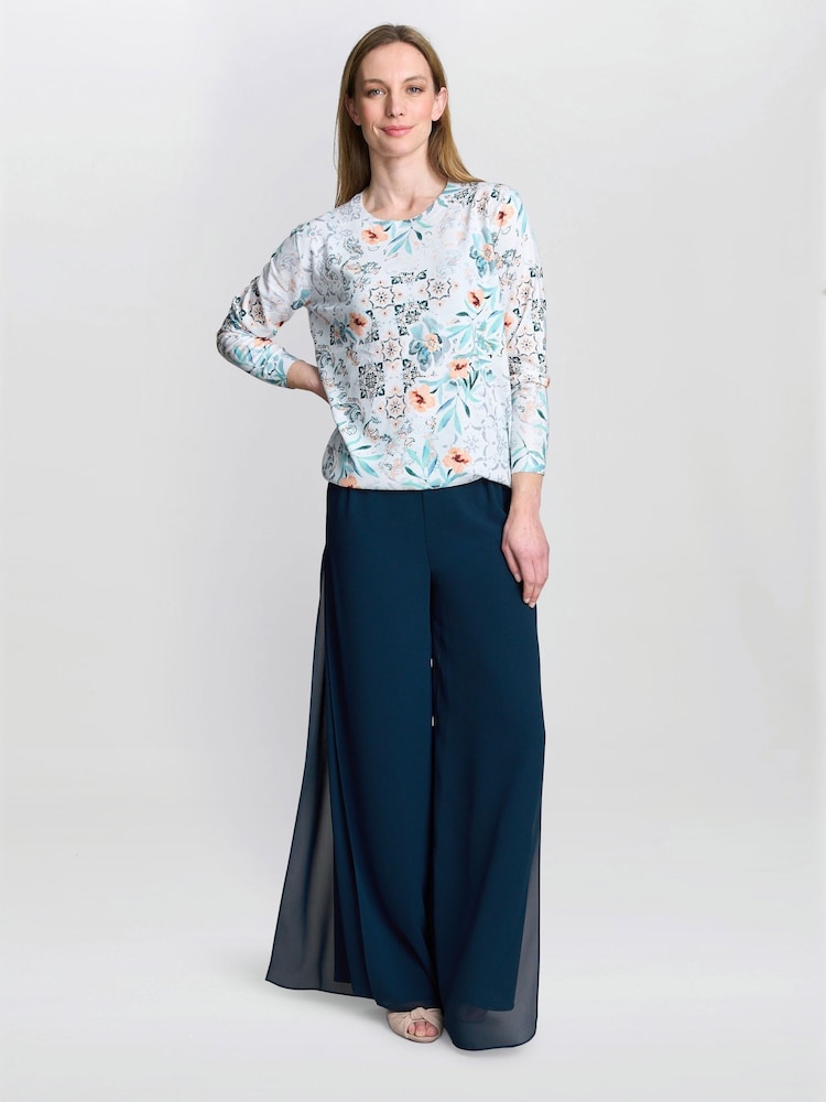 Gina Bacconi Grey Violetta Floral Sweater with Diamante Details - Image 2 of 4