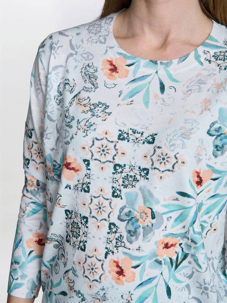 Gina Bacconi Grey Violetta Floral Sweater with Diamante Details - Image 4 of 4