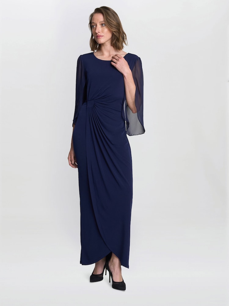 Gina Bacconi Blue Iulia Jersey And Chiffon Wrap Dress - Imagen 1 de 7 Gina Bacconi Blue Iulia Jersey And Chiffon Wrap Dress - Imagen 1 de 7
