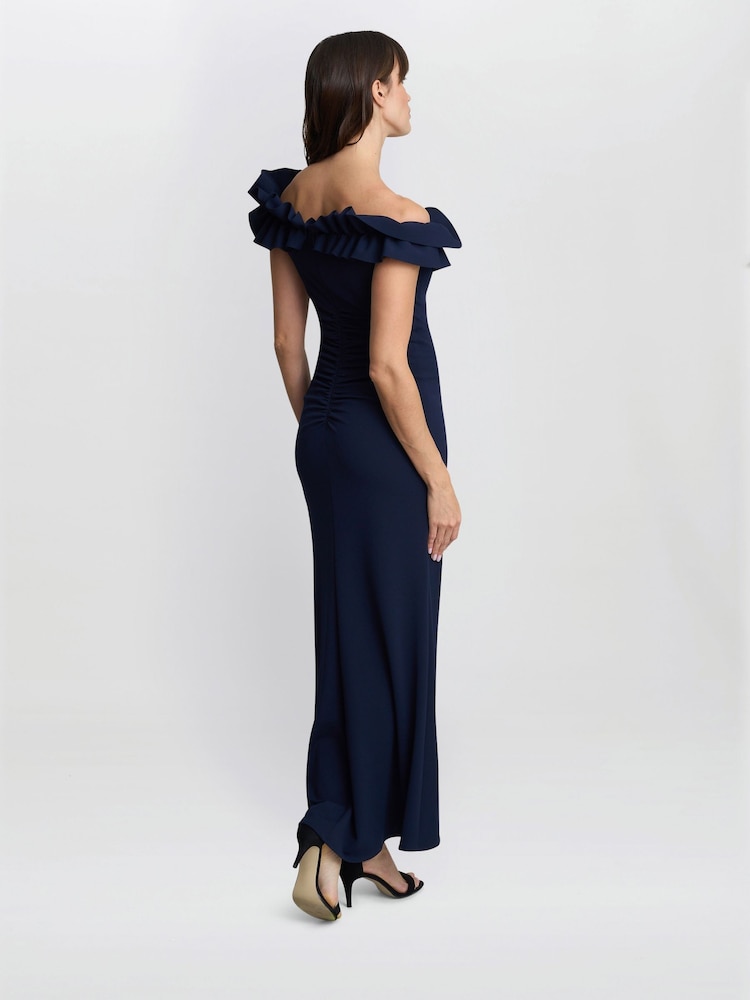 Gina Bacconi Blue Viola Ruffle Top Maxi Dress - Image 2 of 6 Gina Bacconi Blue Viola Ruffle Top Maxi Dress - Image 2 of 6
