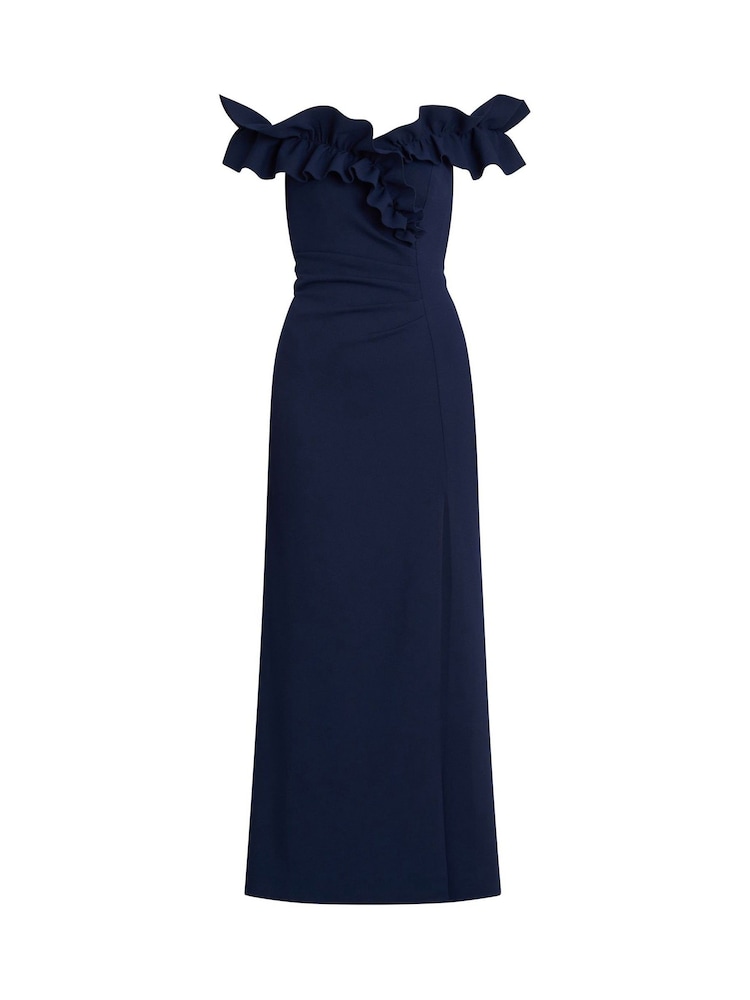 Gina Bacconi Blue Viola Ruffle Top Maxi Dress - Image 6 of 6 Gina Bacconi Blue Viola Ruffle Top Maxi Dress - Image 6 of 6