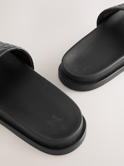 Black N. Premium Leather Weave Slide Sandals - Image 8 of 8