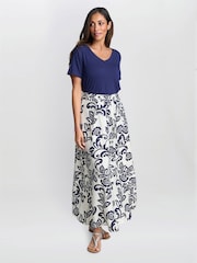 Gina Bacconi Debbi Blue Floral Skirt - Imagen 2 de 3