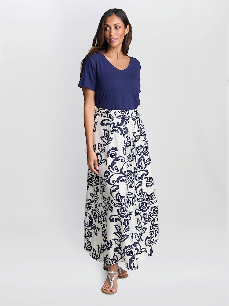 Gina Bacconi Debbi Blue Floral Skirt - Imagen 2 de 3