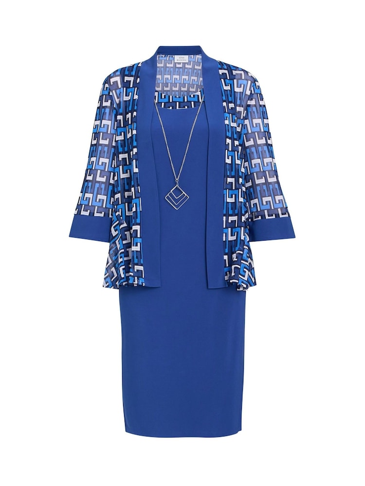 Gina Bacconi Blue Sofia Print Dress And Jacket Set - Image 6 of 6
