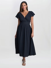 Gina Bacconi Dove Cotton Muslin Maxi Black Dress - Image 1 of 2