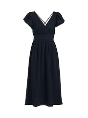 Gina Bacconi Dove Cotton Muslin Maxi Black Dress - Image 2 of 2