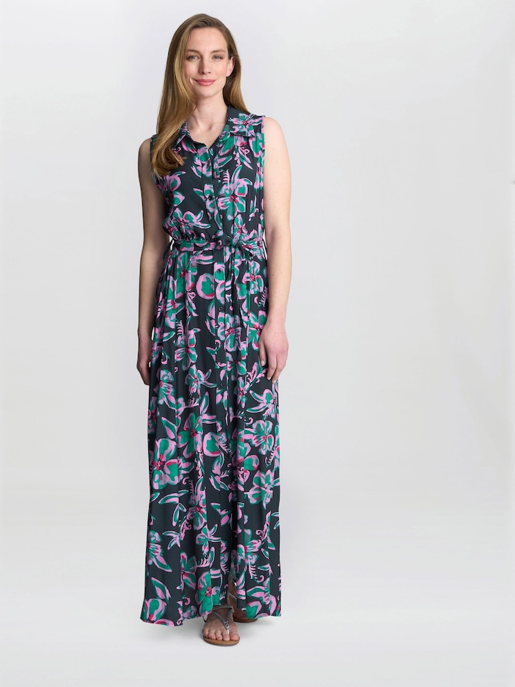 Gina Bacconi Reagan Long Shirt Black Dress - Image 1 of 5