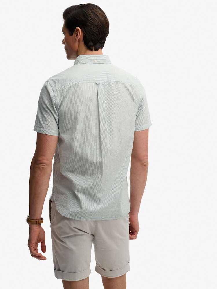 Superdry Green Classic Seersucker Short Sleeve Shirt - Image 2 of 7