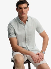 Superdry Green Classic Seersucker Short Sleeve Shirt - Image 3 of 7