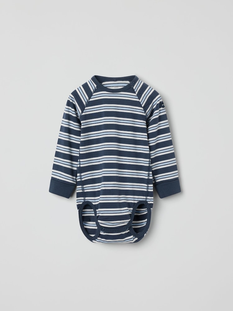 Polarn O. Pyret Blue Striped Babygrow Bodies - Image 1 of 4