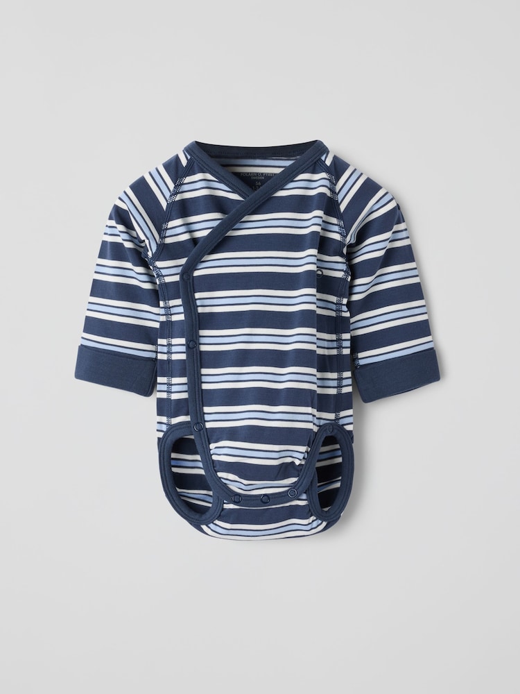 Polarn O. Pyret Blue Striped Wraparound Babygrow Bodies - Image 1 of 4