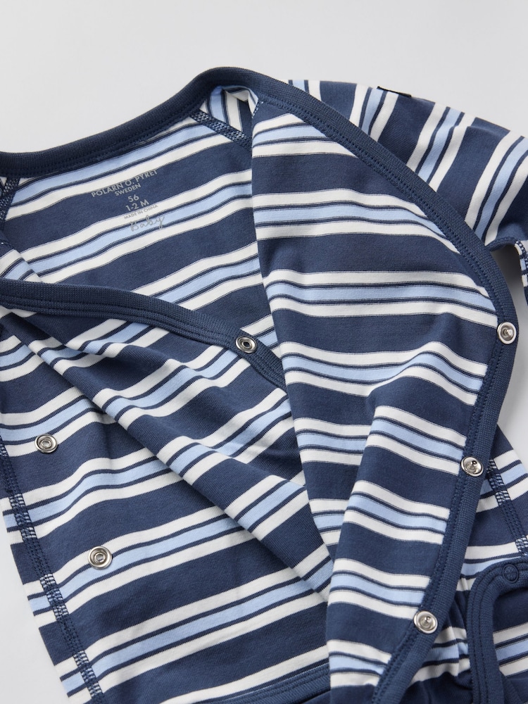 Polarn O. Pyret Blue Striped Wraparound Babygrow Bodies - Image 4 of 4