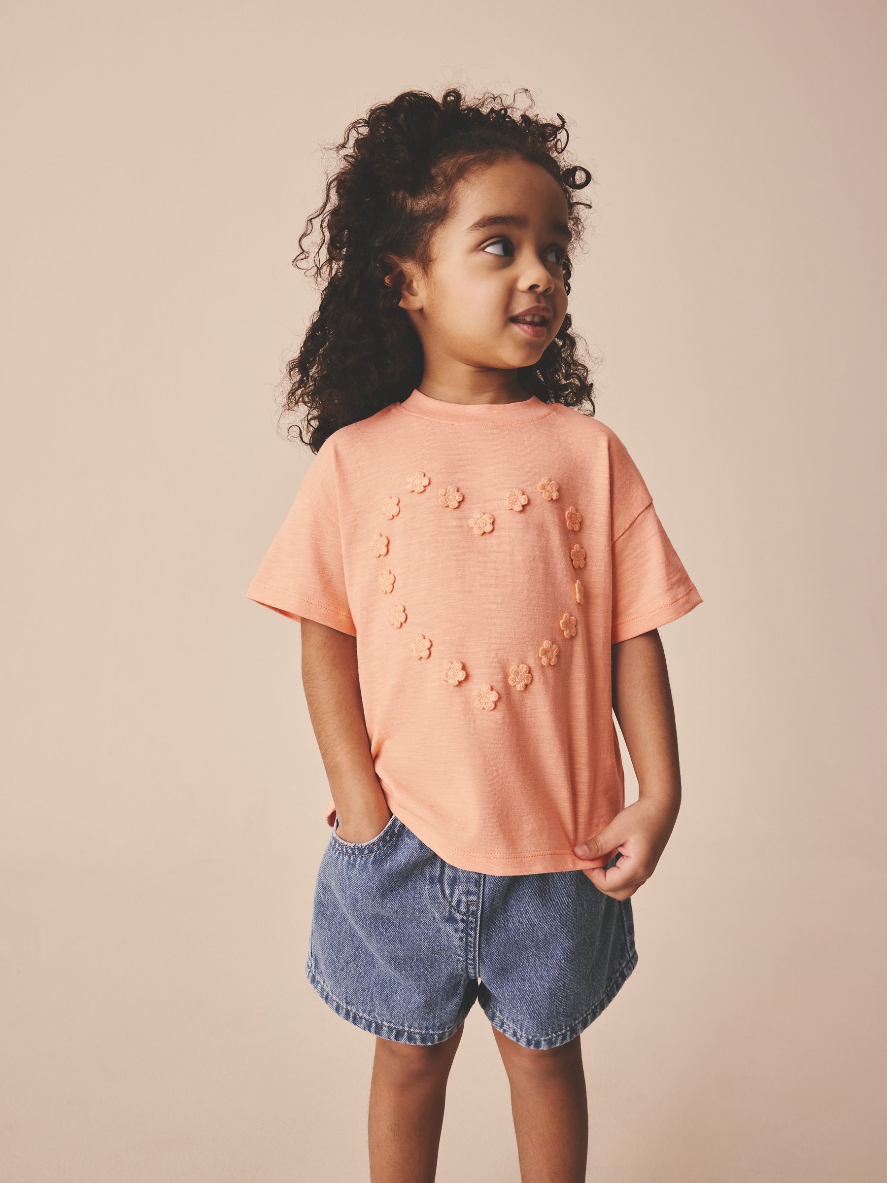 kirsche hm ◡̈*♡.°⑅です！ Buy Orange Peach Short Sleeve Applique Flower T-Shirt (3mths-7yrs