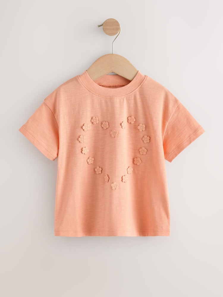 برتقالي خوخي - تيشِرت كُم قصير بابليك زهور (3 أشهر - 7 سنوات) - صورة 1 من 4
