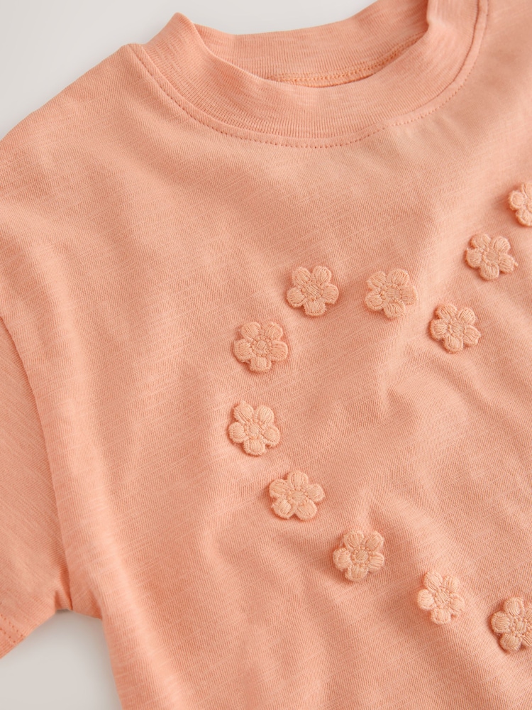 برتقالي خوخي - تيشِرت كُم قصير بابليك زهور (3 أشهر - 7 سنوات) - صورة 4 من 4