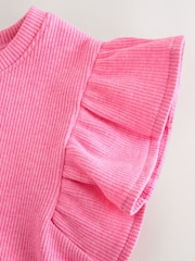 Bright Pink Frill Shoulder Ribbed Vest (3mths-7yrs) - Image 6 of 6