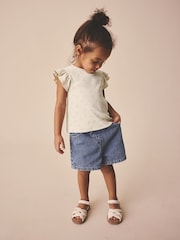 Ecru White Ditsy Floral Frill Shoulder Ribbed Vest (3mths-7yrs) - Image 2 of 10