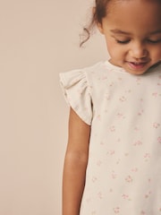 Ecru White Ditsy Floral Frill Shoulder Ribbed Vest (3mths-7yrs) - Image 6 of 10