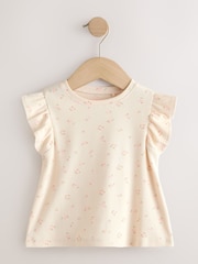 Ecru White Ditsy Floral Frill Shoulder Ribbed Vest (3mths-7yrs) - Image 7 of 10