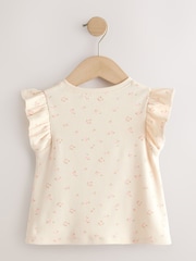 Ecru White Ditsy Floral Frill Shoulder Ribbed Vest (3mths-7yrs) - Image 8 of 10