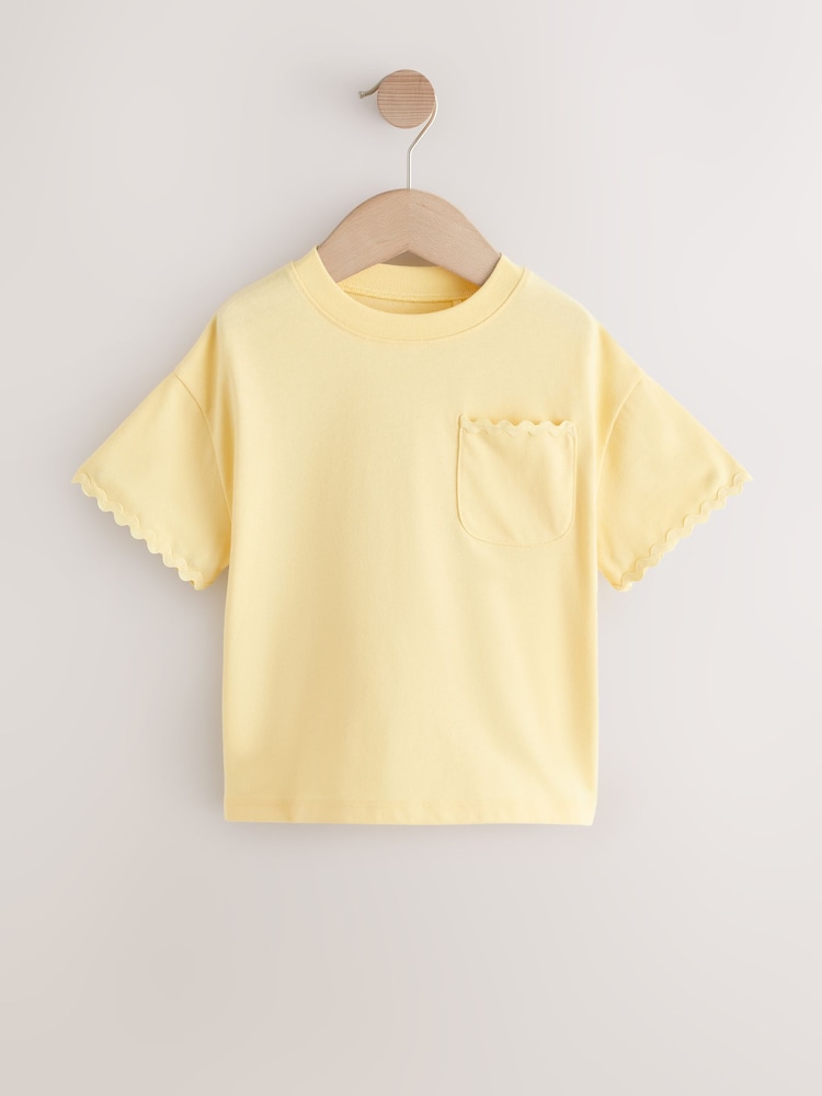 Galben - Tricou cu mânecă scurtă cu tiv Ric Rac (3luni-7ani) - Imaginea 1 din 4