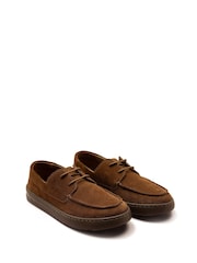Off The Hook Brown Eddie Suede Leather Lace-Up Casual Boat Shoes - Image 1 of 6