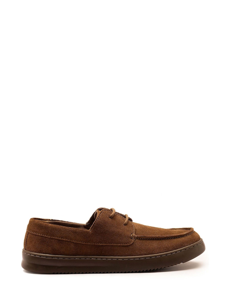 Off The Hook Brown Eddie Suede Leather Lace-Up Casual Boat Shoes - Image 2 of 6