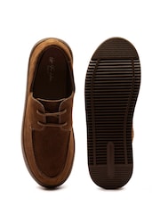 Off The Hook Brown Eddie Suede Leather Lace-Up Casual Boat Shoes - Image 6 of 6