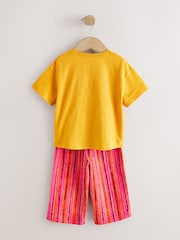 Ochre Yellow Short Sleeve T-Shirt and Wide Leg Trousers Set (3mths-7yrs) - Image 3 of 5