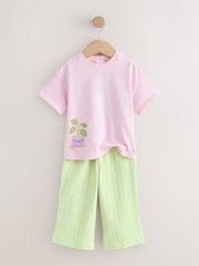 Pink Plants Character - Short Sleeve Top and Wide Trousers Set (3mths-7yrs) - صورة 5 من 8