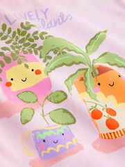 Pink Plants Character - Short Sleeve Top and Wide Trousers Set (3mths-7yrs) - صورة 7 من 8
