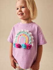 Lilac Purple Rainbow Short Sleeve Top and Leggings Set (3mths-7yrs) - Image 4 of 4
