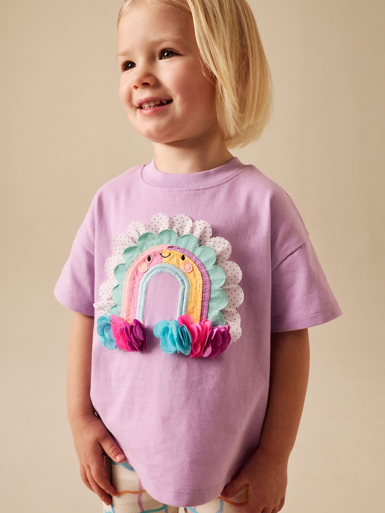 Lilac Purple Rainbow Short Sleeve Top and Leggings Set (3mths-7yrs) - Image 4 of 4
