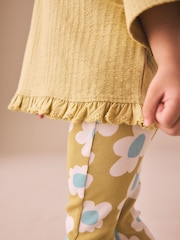 Green Stampy Flower Short Sleeve Top and Flare Set (3mths-7yrs) - Image 4 of 4