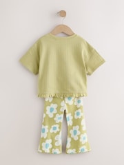 Green Stampy Flower Short Sleeve Top and Flare Set (3mths-7yrs) - Image 7 of 9