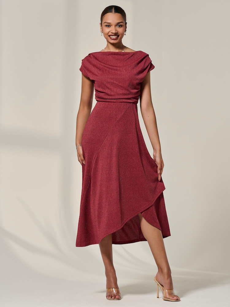 Vermelho - Jolie Moi Asymmmetric Draped Midi Dress - Imagem 1 de 6