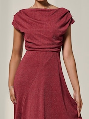 Vermelho - Jolie Moi Asymmmetric Draped Midi Dress - Imagem 3 de 6